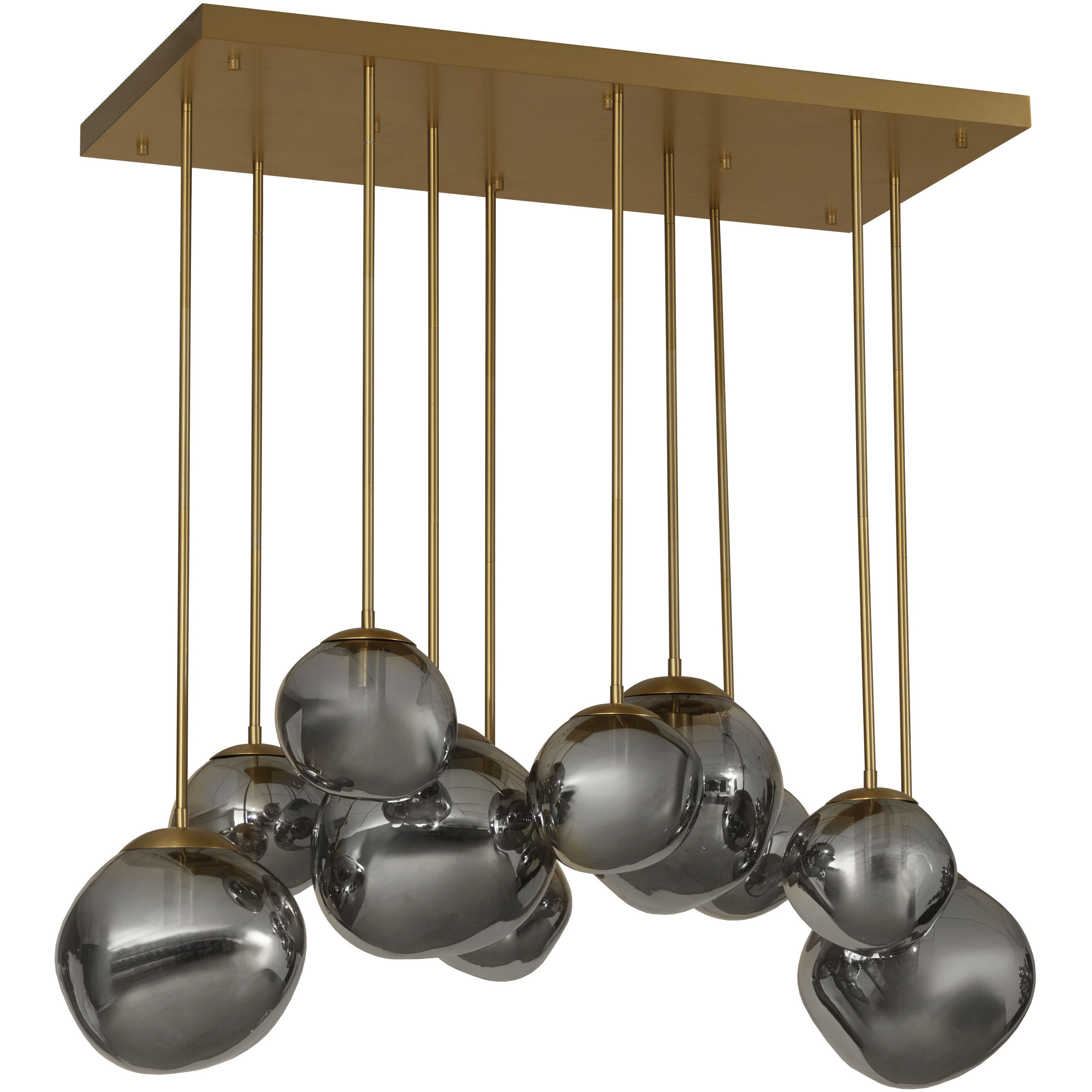 Dionis 10 Light 46 inch Brushed Gold with Smoked Chandelier Ceiling Light, Rectangular